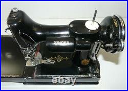 1936 Vintage Singer 221 Featherweight Sewing Machine with Case & Key Tested INV