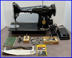 1947 Singer 201-2 Sewing Machine, Manual, Extras, New Cords, Serviced, Good Cond