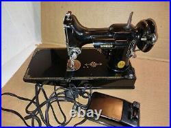 1950 Singer 221-1 Featherweight Sewing Machine W Case Vg Works