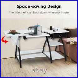 Adjustable Sewing Craft Table Computer Desk Sewing Machine Platform withShelves