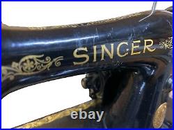 Antique Singer Sewing Machine With Wooden Case And Knee Lever Bar