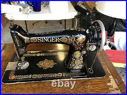 Antique Singer Treadle Sewing Machine Red Eye #G3471169 In Oak Cab # 66-1 -1914
