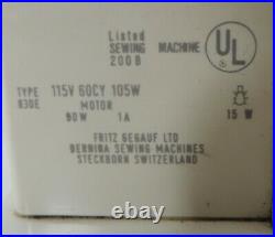 Bernina 830 Record Electronic Sewing Machine Made in Switzerland, Untested