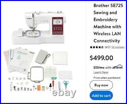 Brother SE725 ELITE Computerized Sewing Embroidery Machine Wireless LAN New