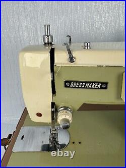Dressmaker Sewing Machine Model #1692 Mint Green With Case Crafts Clothing Vtg