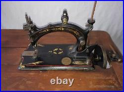 Extremely rare 1880 Hurtu Model A sewing machine with original treadle stand