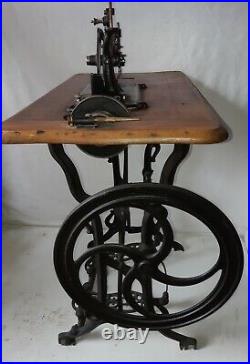 Extremely rare 1880 Hurtu Model A sewing machine with original treadle stand
