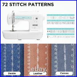 HEAO Sewing Machine, 72 Built-in Stitches, 11 Included Sewing Feet, LCD Display
