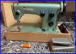 Husqvarna Viking Combina Sewing Machine Type 49E Sweden Case Vintage Works Used