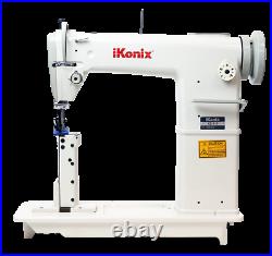 IKonix KS-810 Sewing Machine, Post Bed, Roller feed lamp Servo Motor+Table. DiY