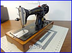 SINGER 15-91 Sewing Machine Gear Drive withBentwood Case SERVICED Denim Leathe