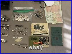 SINGER 222K FEATHERWEIGHT Sewing Machine 1955 WORKING & TON of Accessories! EK63