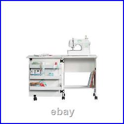 Sewing Machine Table Craft Cart with Wheels Storage Shelf Cabinet Rolling 3 Tray