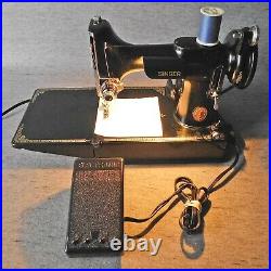 Singer Featherweight 221 Sewing Machine Cat 3-120 withFoot Switch Working New Belt