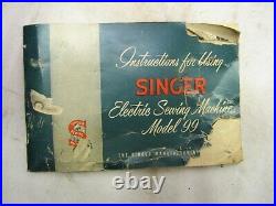Singer Model 99 Portable Sewing Machine withCase/Manual 1954 99K
