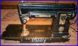 VINTAGE 1951 SINGER SEWING MODEL 301A Black/Gold with Light & Foot Pedal Works