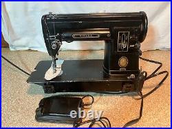 VINTAGE SINGER SEWING MACHINE 301A SLANT NEEDLE BLACK Cleaned and Serviced