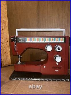 Viking Husqvarna 6460 Sewing Machine Red Crimson? With Cams, Pedal & Case! Works