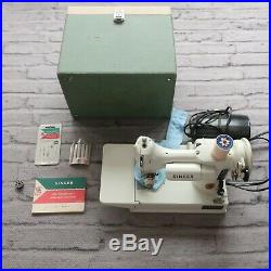 Vintage 1960s Singer 221 White Featherweight Portable Sewing Machine Case