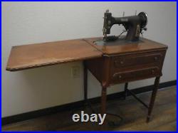 Vintage Domestic Sewing Machine And Folding Storage Table Drawers Organizing