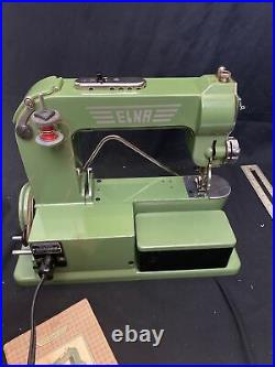 Vintage ELNA Grass Hopper 500970 Portable Sewing Machine Green Swiss