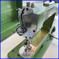 Vintage ELNA Grasshopper Sewing Machine Green With Case Tested Portable 1950's