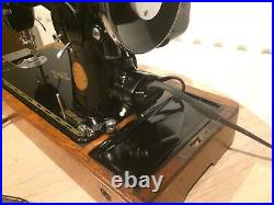 Vintage Electric Singer 201K-2 Sewing Machine with Potted Motor