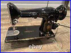 Vintage SINGER 201 Sewing Machine. 1957 Unique prism Decals (denim/leather)