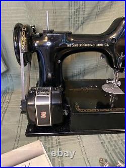 Vintage Singer 1956 Featherweight Sewing Machine, pedal and attachments No Case