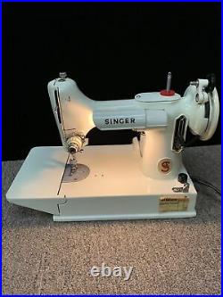 Vintage Singer 221k Mint Green Featherweight Portable Sewing Machine Tested