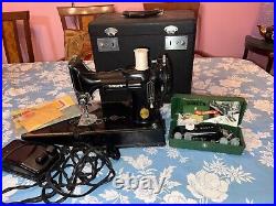Vintage Singer Featherweight 221-1 Sewing Machine 1948 Black Foot Accessories