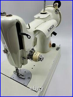 Vintage Singer Featherweight White 221K Sewing Machine with Case