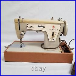 Vintage Singer Model 237 Fashion Mate Sewing Machine With Case & Foot Pedal TESTED