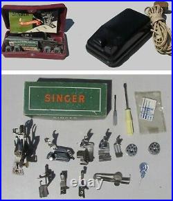 Vintage Singer Na035999 Sewing Machine Black 301, Case, Instructions, Accssrs