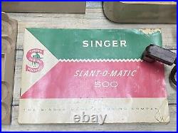 Vintage Singer Rocketeer 500A Slant-O-Matic Sewing Machine/Accessories Excellent