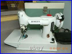 Vintage Singer White Featherweight Model 221 K Portable Sewing Machine