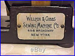 Vintage Willcox and Gibbs Sewing Machine with Foot Floor Control & Carrying Case