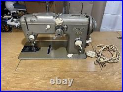 Vtg PFAFF 230 Dial A Stitch Zig-Zag SEWING MACHINE in blonde cabinet MCM Working