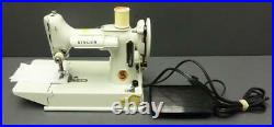 Vtg white Singer Featherweight 221K Sewing Machine with Attachments & Carry Case