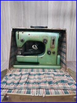 Working Vintage Husqvarna Viking Sewing Machine Type 21 Green Foot Pedal Sweden